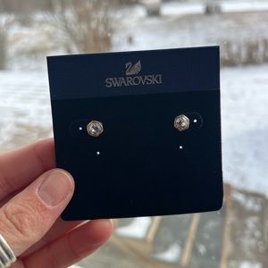 Swarovski Rose Gold Tone Hexagonal Stud Earrings